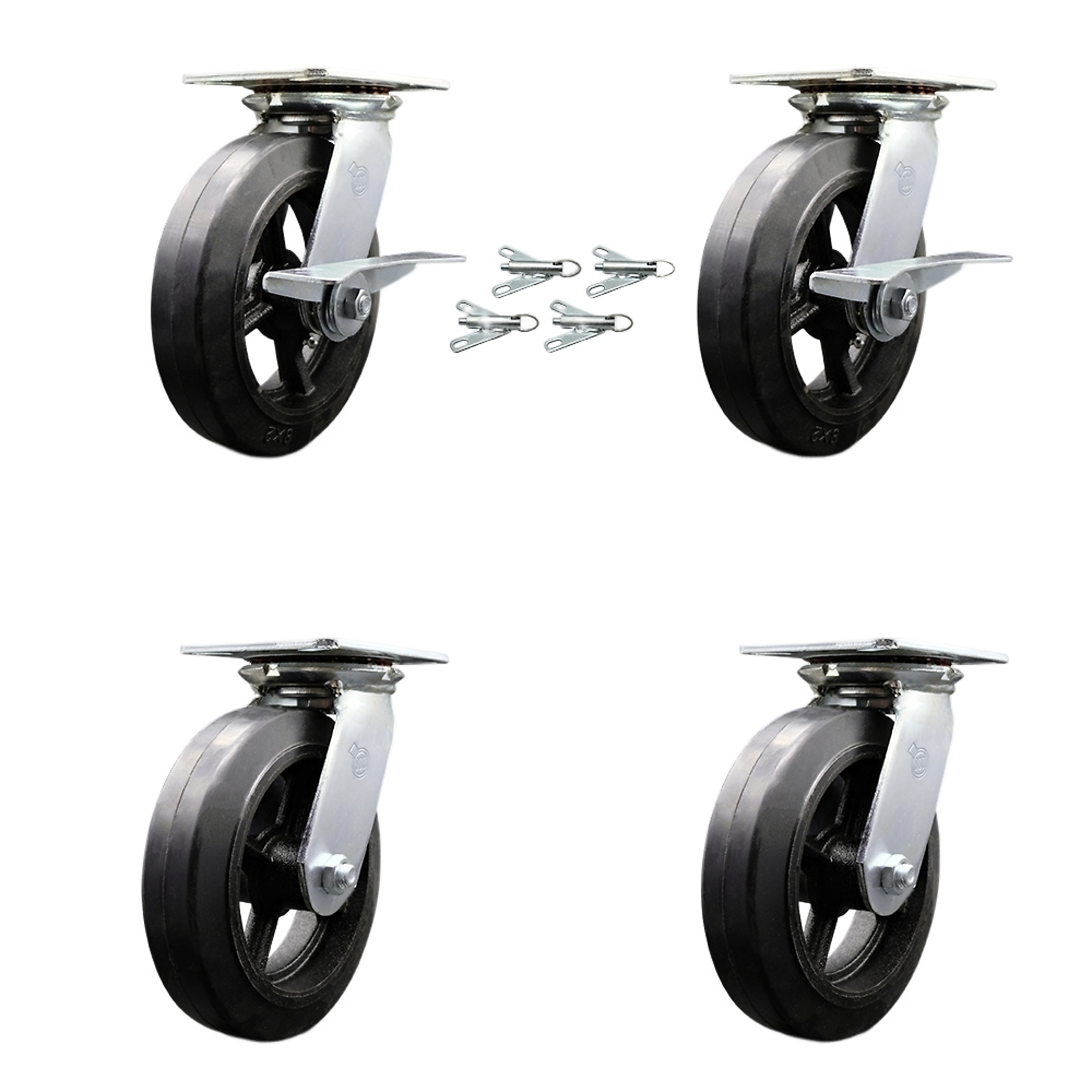 Service Caster, 8in. x 2in. Plate Casters, Wheel Diameter 8 in, Caster Type Swivel, Package (qty.) 4, Model# SCC-35S820-RSR-SLB-BSL-2-BSL-2